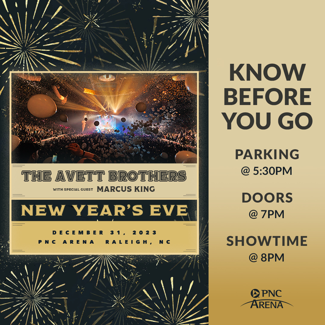 We're only a few hours away from ringing in 2024 with @theavettbros!🍾🎆 Do you know your New Year's Resolution yet? We can't wait to celebrate with y'all! Here are a few things to note before arriving. ℹ️: bit.ly/AvettNYE_RAL23