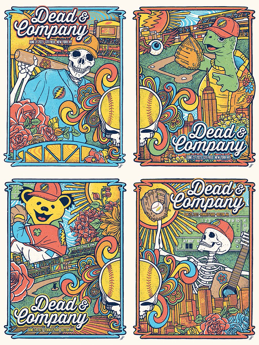 GIGART's tweet photo. A few of the posters by #GIGART made in 2023. https://t.co/NG6CgamKOi Happy New Year. #gigposters #poster #rockart #DeadandCompany #thecure #theblackkeys #illustration https://t.co/dKhi3A5bca