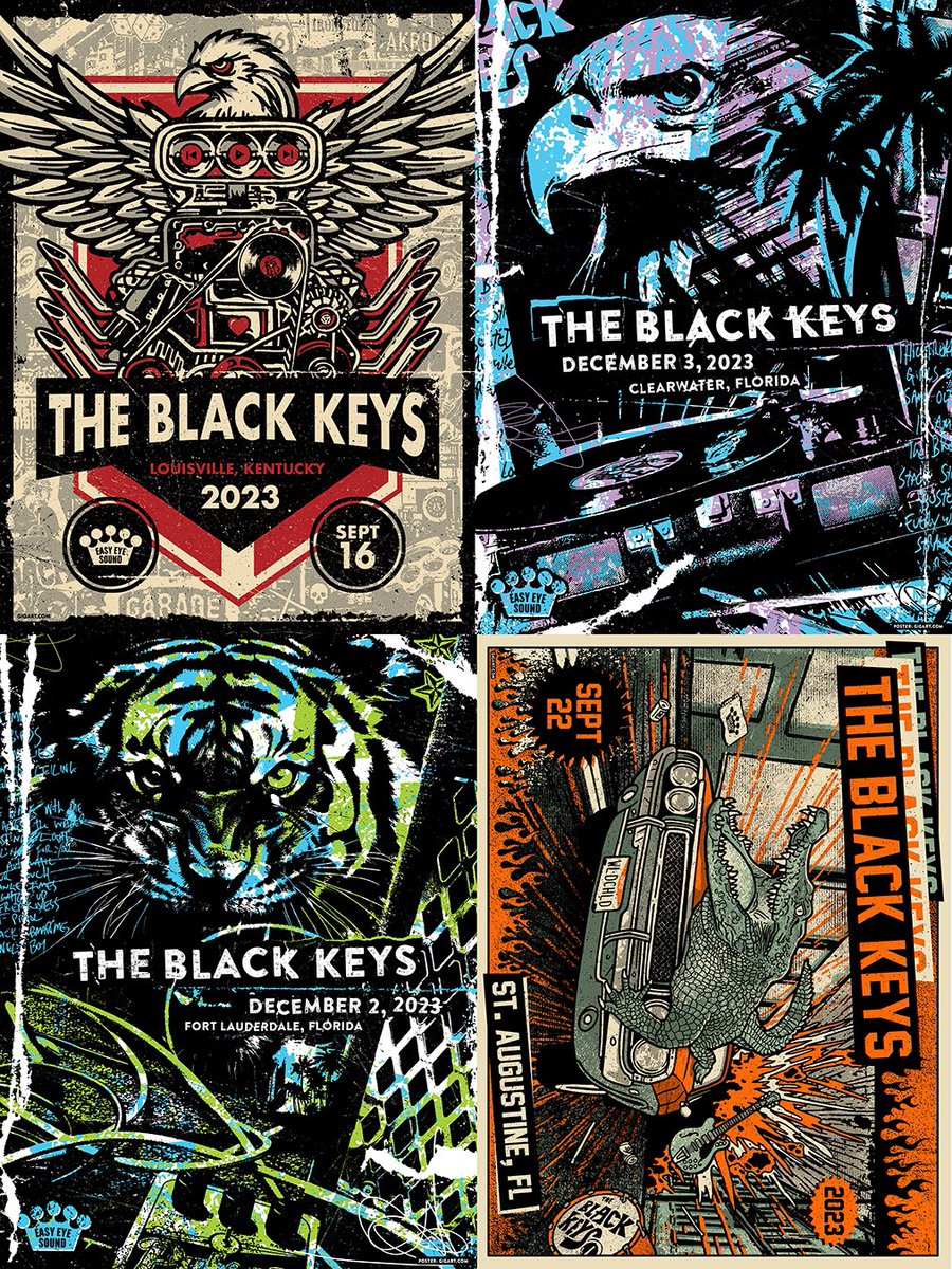 A few of the posters by #GIGART made in 2023. store.gigart.com Happy New Year. #gigposters #poster #rockart #DeadandCompany #thecure #theblackkeys #illustration