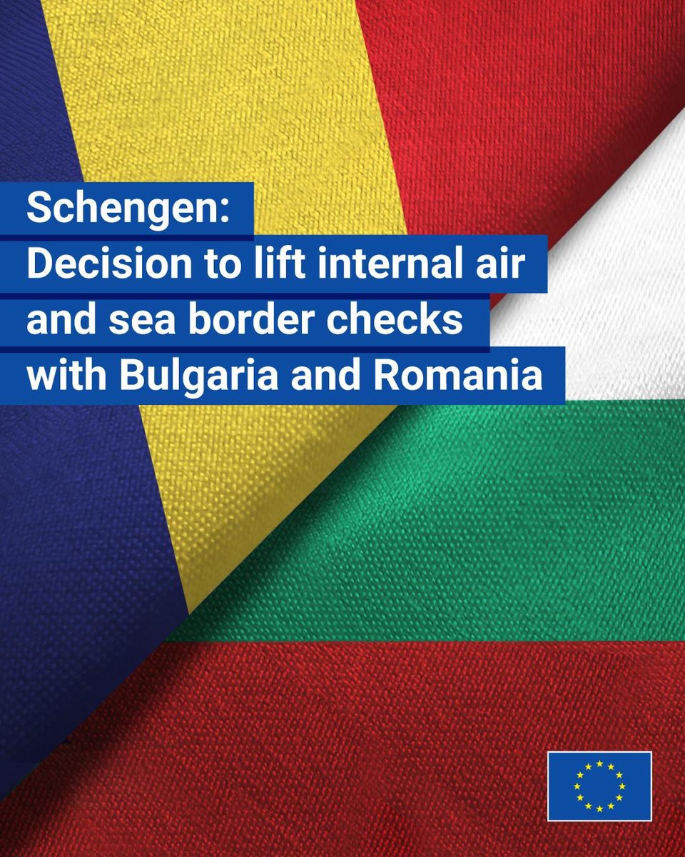 Today is a day of great pride for Bulgaria and Romania.

The decision to lift internal air and sea border checks with 🇧🇬🇷🇴 is a major step forward for them and for the Schengen area.

Both have worked hard for it.

They both deserve it.

They will make Schengen even stronger.