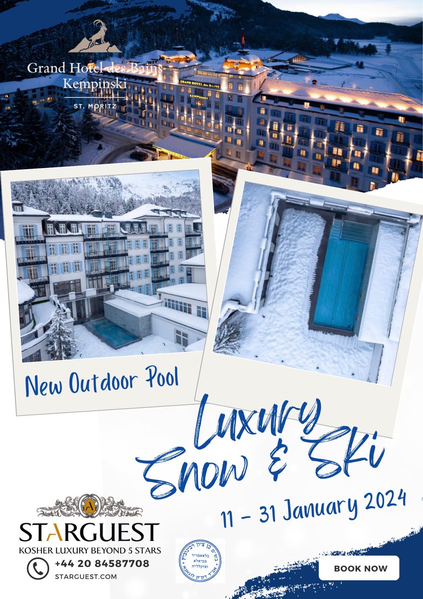 KOSHER LUXURY IN ST.Moritz
Open 11-31 January 2024
Be there!

#kosher
#kosherhotel #stmoritz