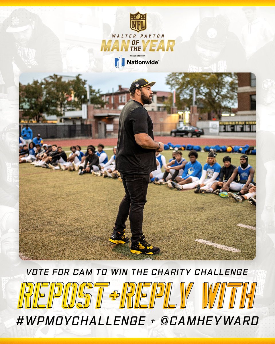 steelerssam86's tweet image. @steelernation Let's do this!!! Retweet (quote) with: 
#CaptainCam 
#WPMOYChallenge    @CamHeyward 
@97HeywardHouse