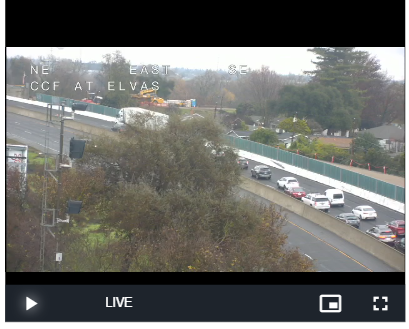 KCBSAMFMTraffic's tweet photo. #Sacramento -- Eastbound slowing on the #CapCityFreeway before the American River Bridge. A crash is blocking the left lane (Photo: @CaltransDist3) #KCBSTraffic.