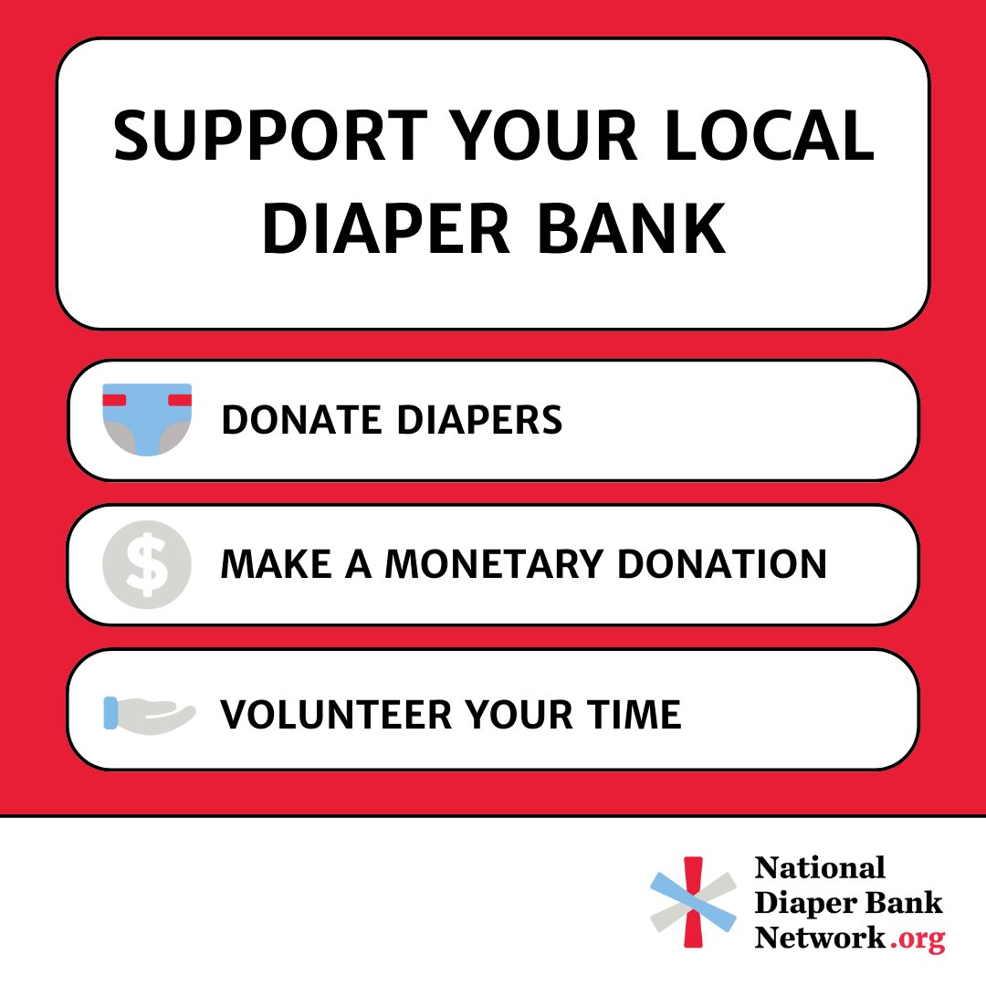 How can you support your local diaper bank? Donate diapers, money, or your time! Check out our member directory to find our member diaper bank nearest you. nationaldiaperbanknetwork.org/member-directo…