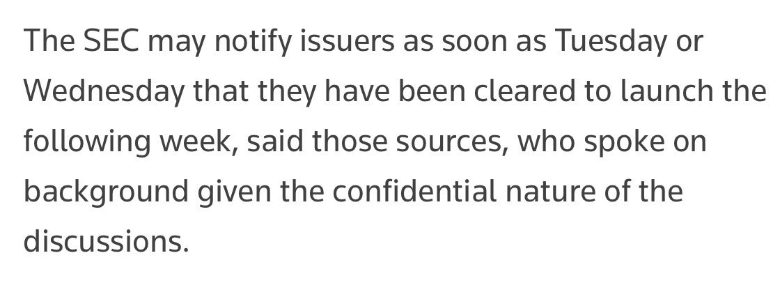 🔥 Reuters: SEC có thể thông báo cho các nhà phát hành ETF vào thứ Ba hoặc thứ Tư tuần tới rằng họ được phép ra mắt quỹ Bitcoin Spot ETF... 👀