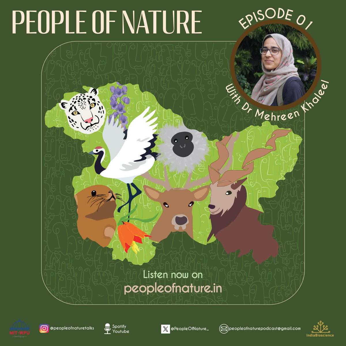 PeopleOfNature_'s tweet photo. 🎙️Episode 01 out now! We have with us Dr. Mehreen Khaleel, an animal ecologist, now leading community-level biodiversity conservation in her native, Jammu and Kashmir. 

Listen Here: https://t.co/qy2NHxOJQK 

#indiabioscience #peopleofnature #scicomm #scicommpodcast https://t.co/O4JHn5J56t