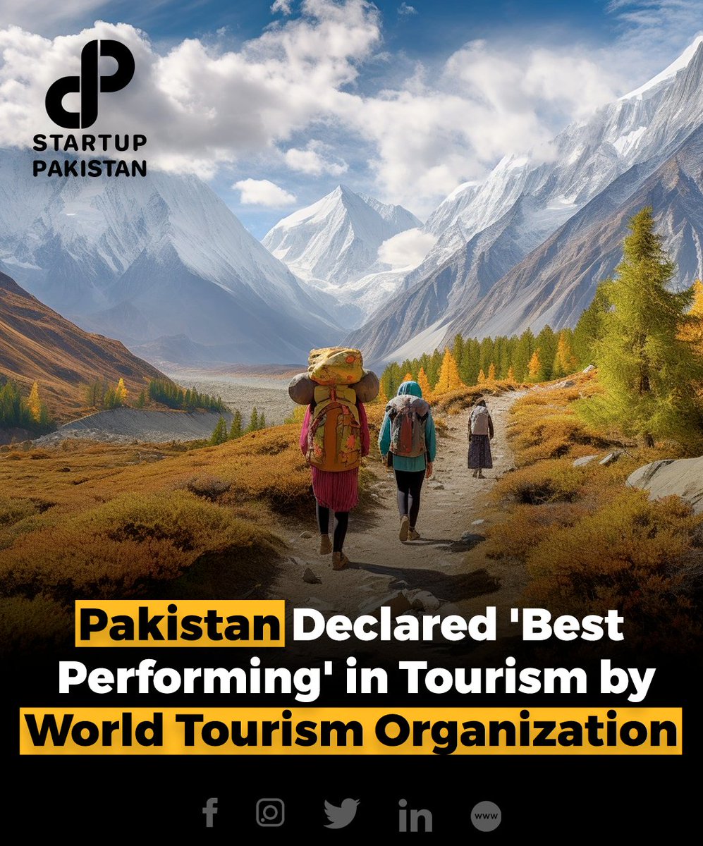 PakStartup's tweet image. During the first nine months of 2023, Pakistan emerged as the "best performing destination" in terms of tourism, according to the World Tourism Barometer by the United Nations World Tourism Organization. 

#Pakistan #Declared #Best #Performing #Tourism #Country