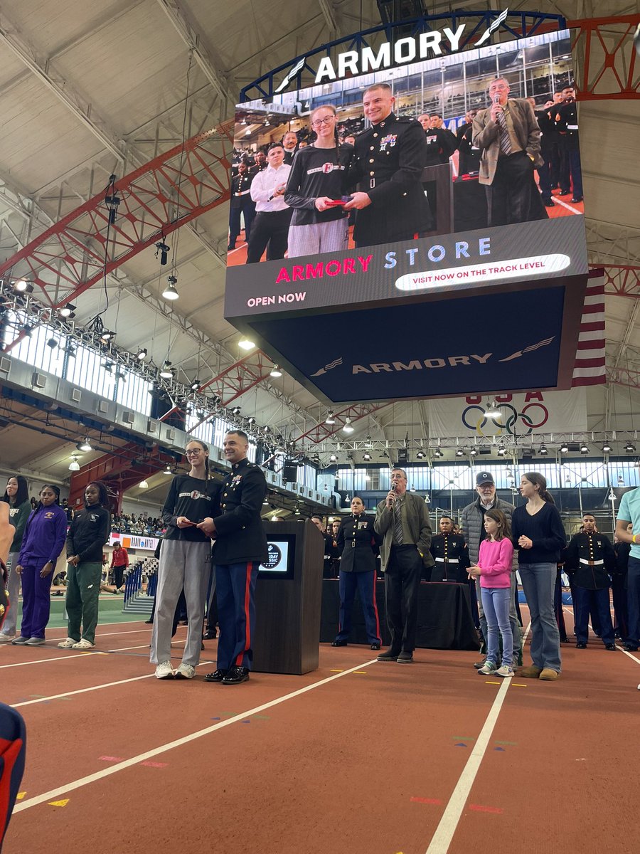 Super proud of our daughter who was awarded the prestigious Semper Fi Award at the Marine Corps Holiday Classic at the NYC Armory yesterday. We were told she was one of 5 girls chosen from 275 that were considered.  It is always most important to be a good person!!