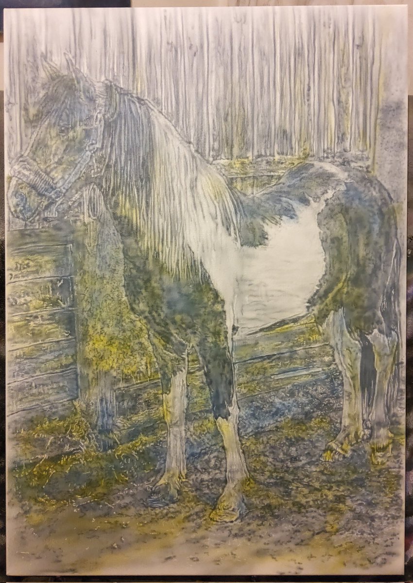 RAirbrushArt's tweet photo. Done for a workmate, horse airbrushed on A1 canvas. #horse #airbrushed #airbrush #art #animals #AnimalLovers #stable https://t.co/FbaKn12Cfn