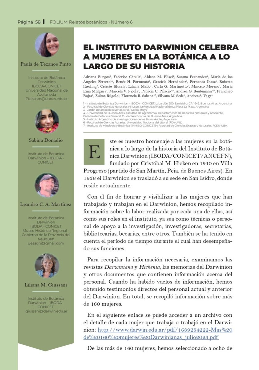 MarcelaVNicola's tweet photo. En un trabajo colectivo que salió publicado en la revista "Folium: relatos botánicos" de la @sabotanica , homenajeamos a las mujeres en la Botánica que hicieron historia en el Instituto de Botánica Darwinion🌼

Gracias Paula de Tezanos y a todas y todos por el empuje y el amor!💚 https://t.co/hEPeIl5uC1