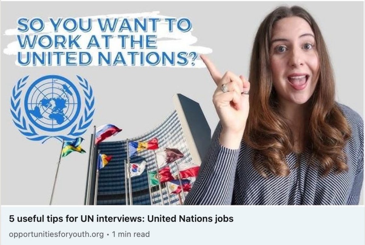 🌐 Dreaming of a career with the United Nations? Here are essential tips to ace your UN interview! 💼✨

1️⃣ Share real success stories.
2️⃣ Follow the SAR structure.

Check out this link for expert advice! 🎥
bit.ly/3OLXdJp

#UNJobs #InterviewSuccess #CareerGoals