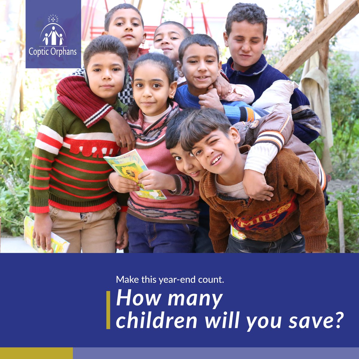 Make every moment count this year-end! The question isn't just how many #children you'll save, but how many futures you'll transform. Join us in making a lasting impact!
Donate here 🔗 bit.ly/49Aisrb

#ChangeTheirStory #EndOfYearHope #CopticOrphans #CopticCommunity