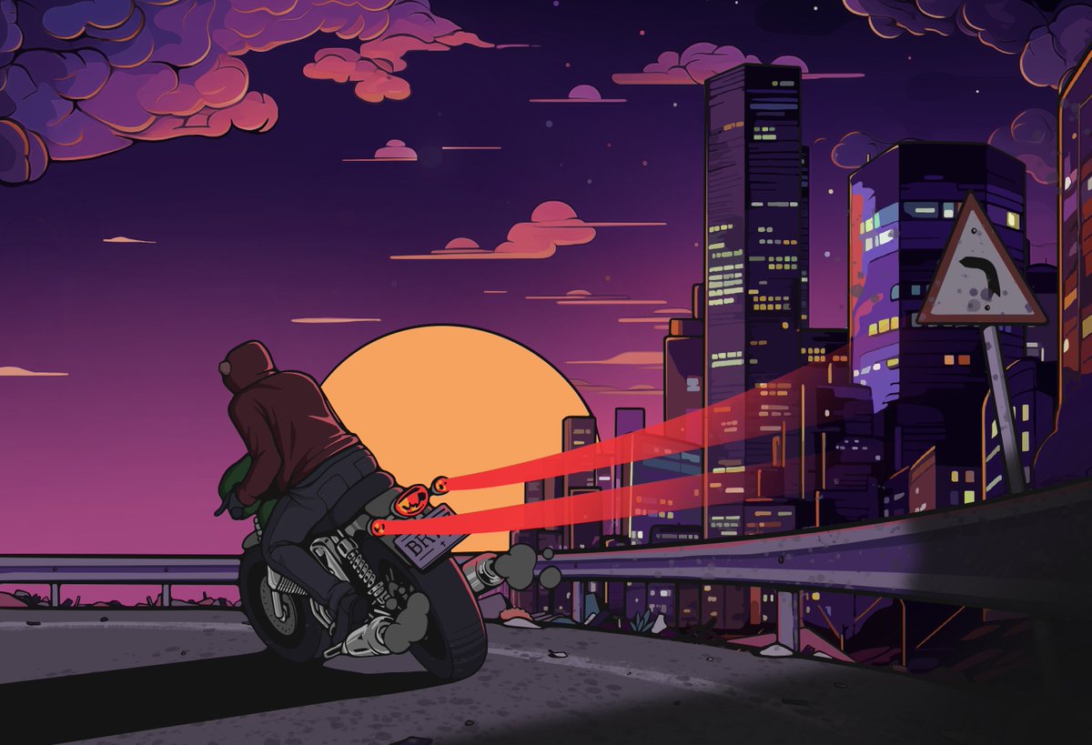 Leaving The Brew Riders Pub behind, Jack rode his motorcycle out of Ruston as dawn broke. 

Weary from the recent brawl in city he used to call home, he ascended the hill to his quiet residence just as the morning sun painted the sky.
