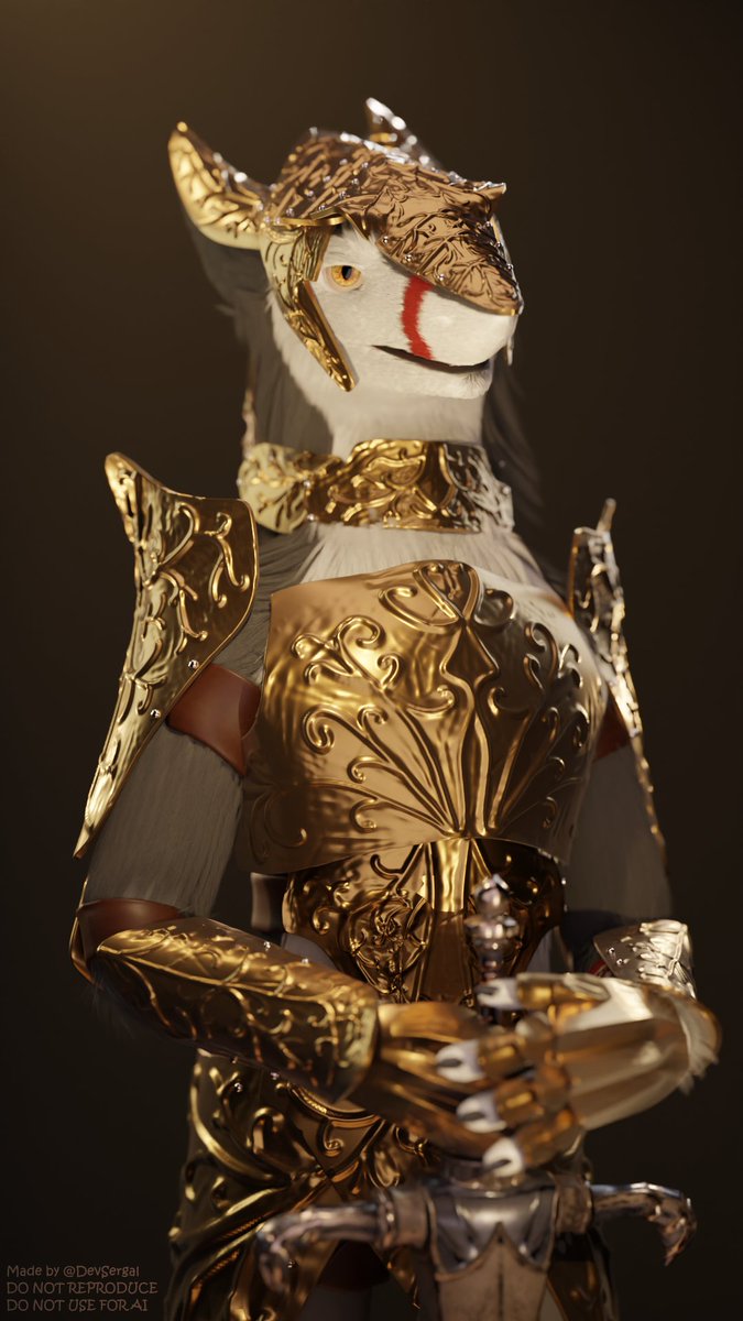 Royal sergal warrior portrait. 
#furry #furryfandom #furryartist #b3d #sergal #armour #3d #blender #3dart #furryoc #3dmodeling #3DCG #anthroart #Anthro #portrait #furryartwork