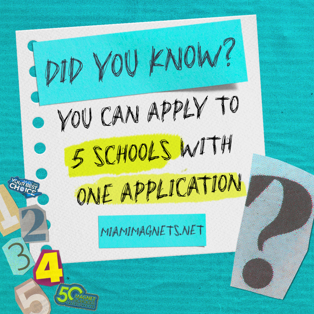 Why wait any longer? Now is the time to submit your @miamimagnets application! 😊 🧲 Use one application to apply to 5 different schools. Don't miss out on #miamimagnets!