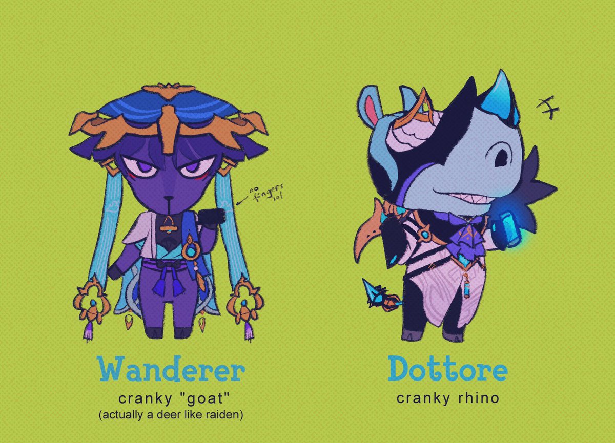 animal crossing x sumeru (5/5) #genshinimpact #wanderer #scaramouche #dottore