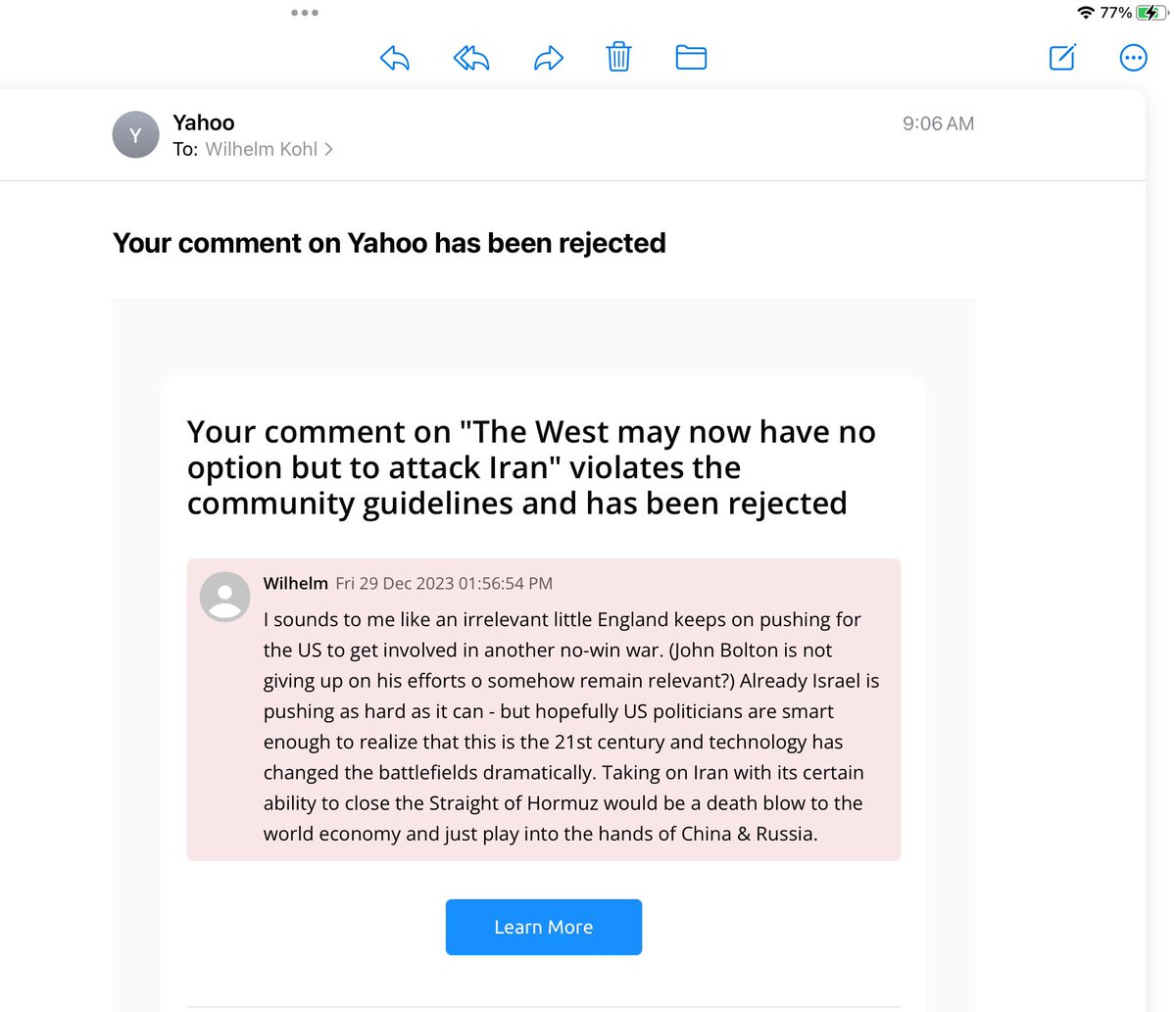 WilhelmWKohl1's tweet image. I had this comment rejected by Google! Wonder what community standard I violated? Is calling the the UK “irrelevant little England” that offensive now?
#UK, #Iran, #littleEngland,