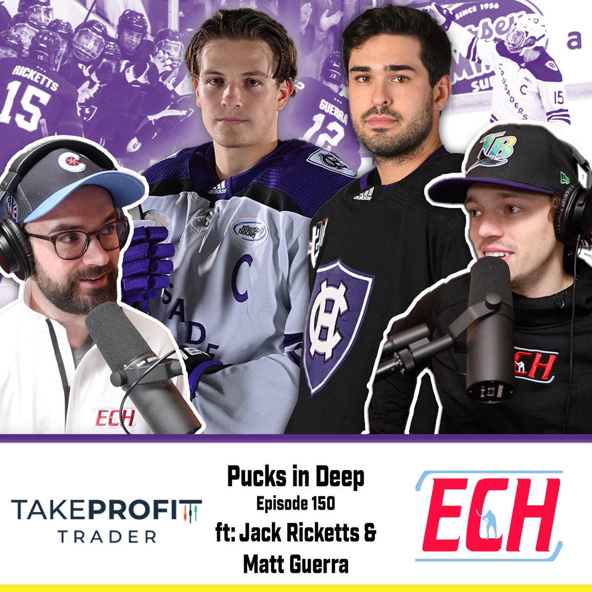 TeamECH's tweet photo. 🚨New Podcast🚨 Ep. 150 ft: @jackricketts19 &amp; @MattGuerra53 

Discussed:
- Latest in @collegehockey 
- @Take_Profit_T NIL Partners
- @HCrossMHockey Grit
- @Atlantic_Hockey Rivalries
- Juniors
- Much more!
Subscribe⬇️

Apple:https://t.co/9utEbpetf2

Spotify:https://t.co/3gEA6HNTHt https://t.co/dzmJn0ECEt