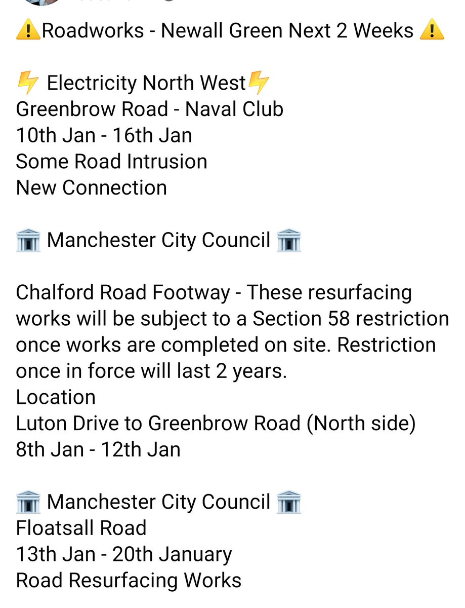 ⚠️Roadworks - Newall Green Next 2 Weeks⚠️