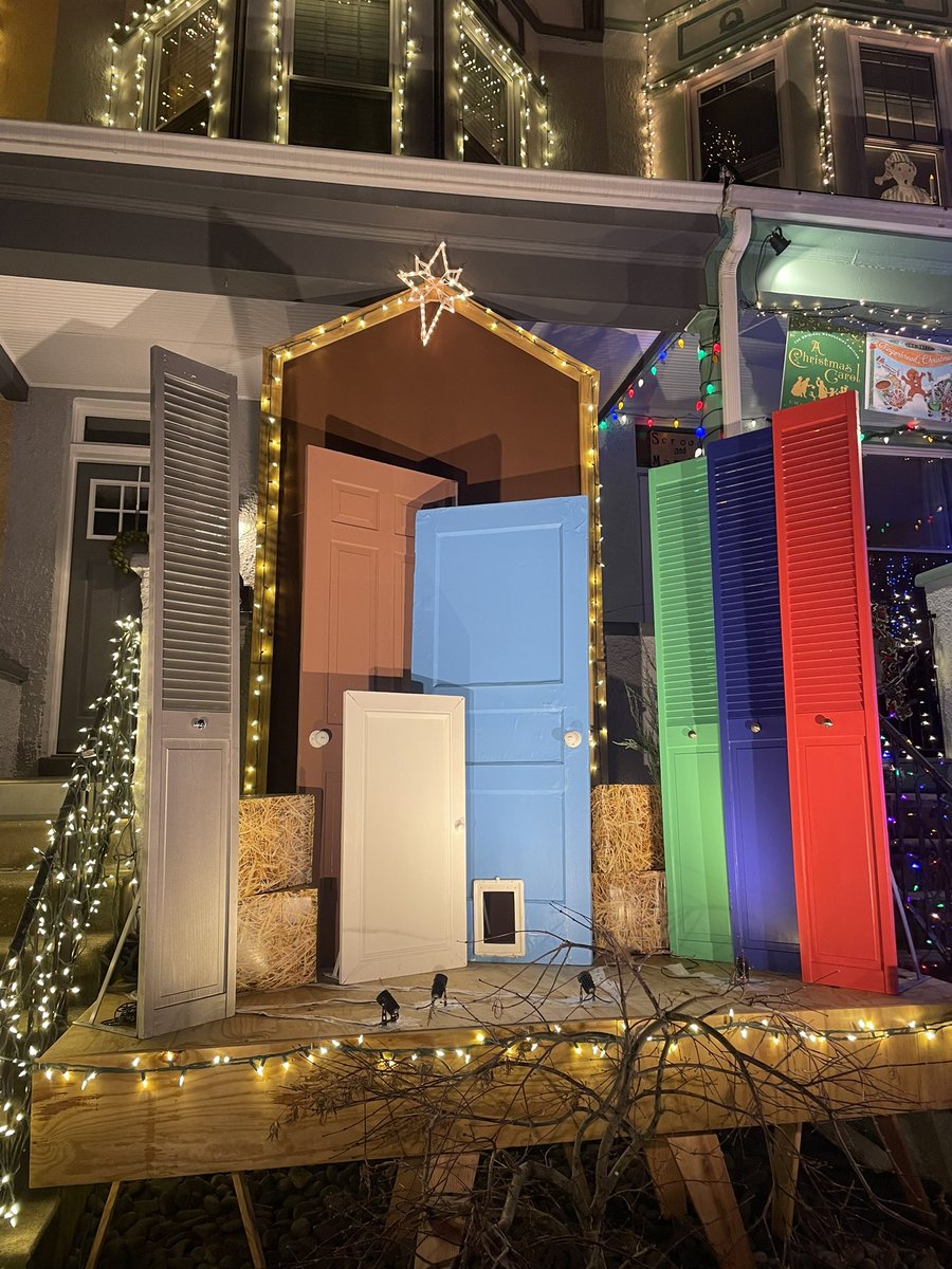 saw this nativity scene made of doors and they gave mary a doggy door WHYYYY WHY WHY
