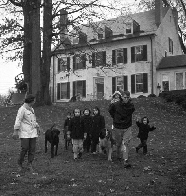 Ethel Kennedy and Robert Kennedy, and their children in McLean, Virginia on this date December 30 in 1959. Photo by Henry Griffin. #OTD