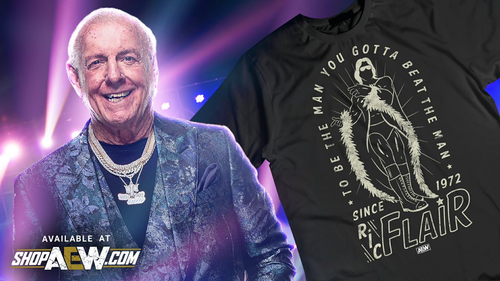 NEW ARRIVAL! Check out @RicFlairNatrBoy’s “Since 1972” shirt today at ShopAEW.com! Use code: NY2024 for 20% off until January 2nd #shopaew #aew #aewdynamite #aewrampage #aewcollision #aewworldsend
