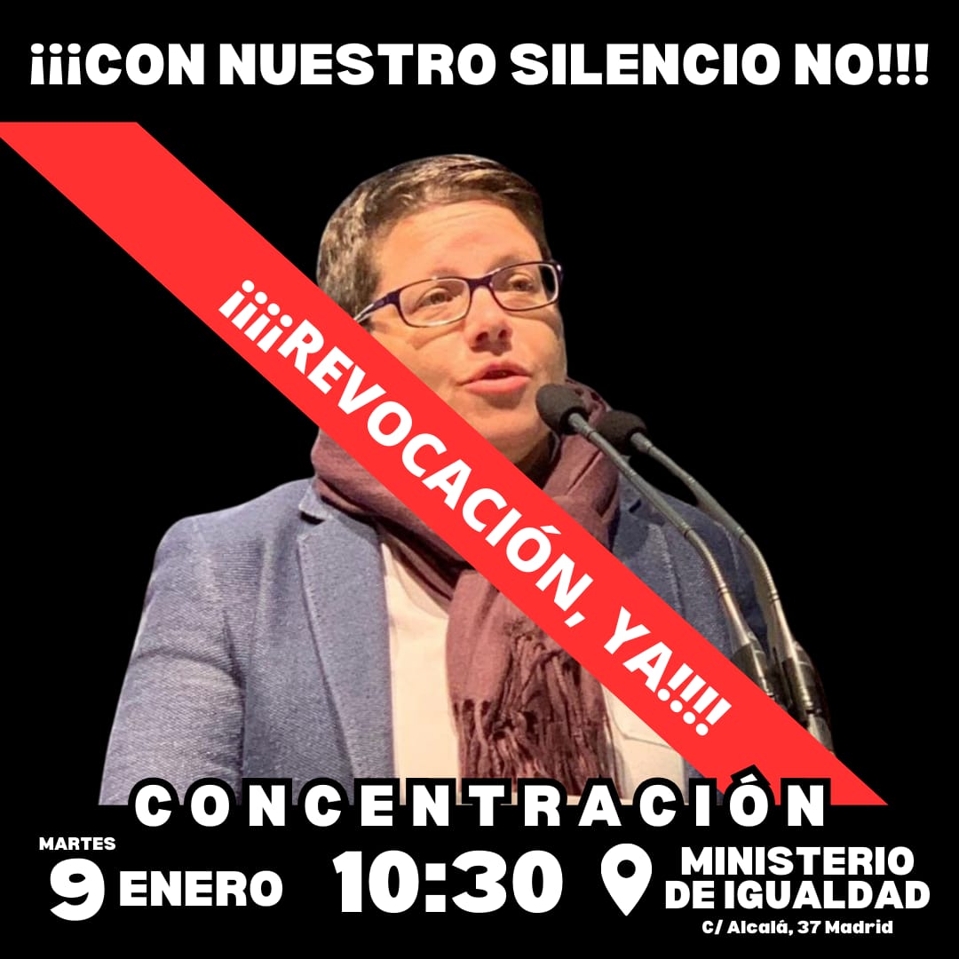 PlataformaTrans's tweet photo. 🚨 𝗖𝗢𝗡𝗖𝗘𝗡𝗧𝗥𝗔𝗖𝗜𝗢́𝗡 🚨
🙌 𝗖𝗢𝗡 𝗡𝗨𝗘𝗦𝗧𝗥𝗢 𝗦𝗜𝗟𝗘𝗡𝗖𝗜𝗢, 𝗡𝗢 🙌
🗓 9 enero 
🕙 10,30h 
📍 Ministerio de Igualdad, Alcalá, 37 Madrid 
#StopTransOdio #NoConMiSilencio #HabraFuriaTrans #FeminismoNoEsTransfobia 🏳️‍⚧️💪🏳️‍🌈 https://t.co/eUcQMtYiwC