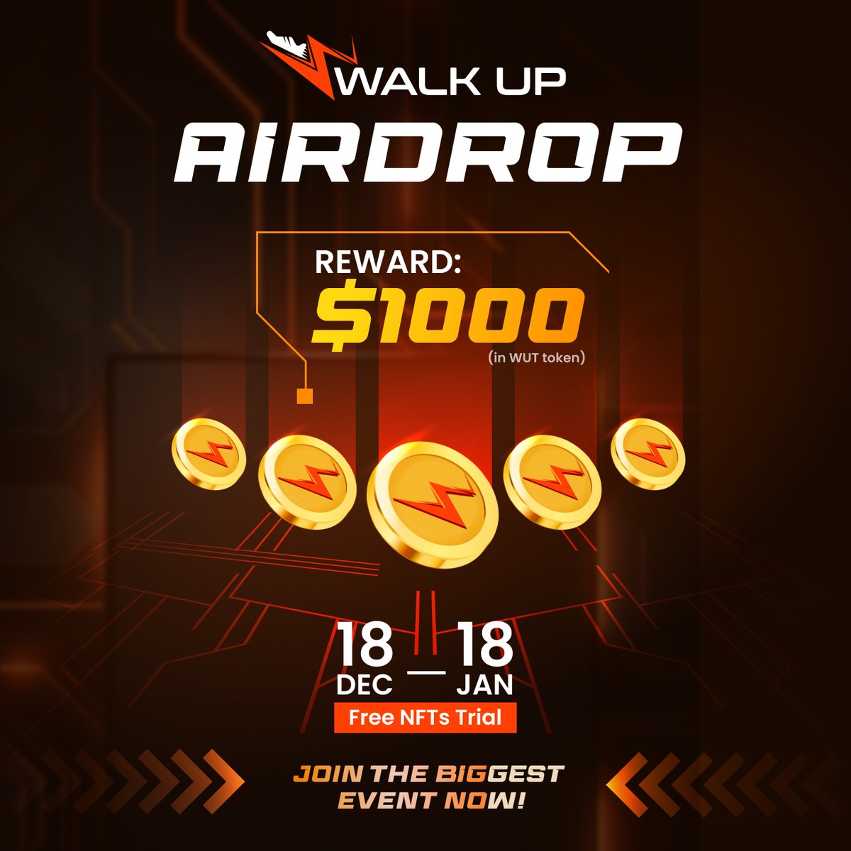 🎁 WALK UP AIRDROP ALERT!🎁 🤯$1,000 in $WUT is up for grabs! Join the M2E platform rewarding you for staying healthy! 🏃‍♂️💪 Win your share by completing simple tasks on Gleam. Winners will be announced on Jan 19, 2024. Don't miss it! #Walkup #airdrop #M2E #MoveToEarn