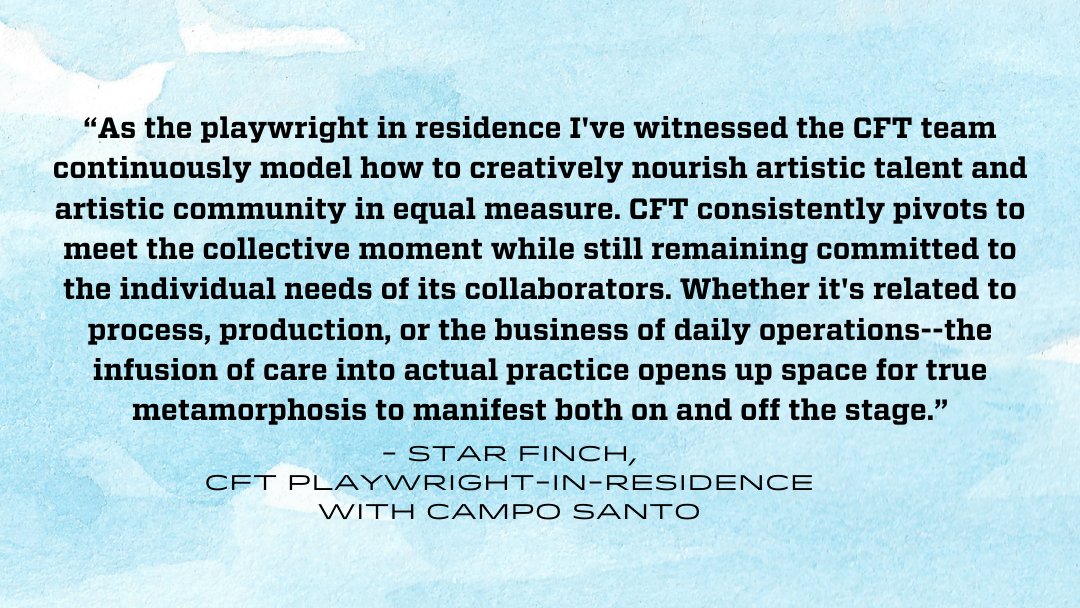 crowdedfire's tweet image. Who doesn’t know Star Finch in the Bay? She is the Mellon Playwright in Residence with Campo Santo and Crowded Fire, and she has this to share!

We are so close to making our 20K Match! Please consider us in your year’s giving at: crowdedfire.org  ⁠