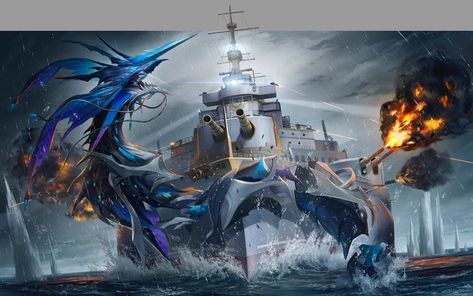 HoYoFair企画『The nymph, the plume and the lost white ship』の海戦関連のイラストを描かせていただきました!  #HoYoFair2024 #HoYoFair #GenshinImpact   【HoyoFair2024】History  the plume and the lost white ship  より