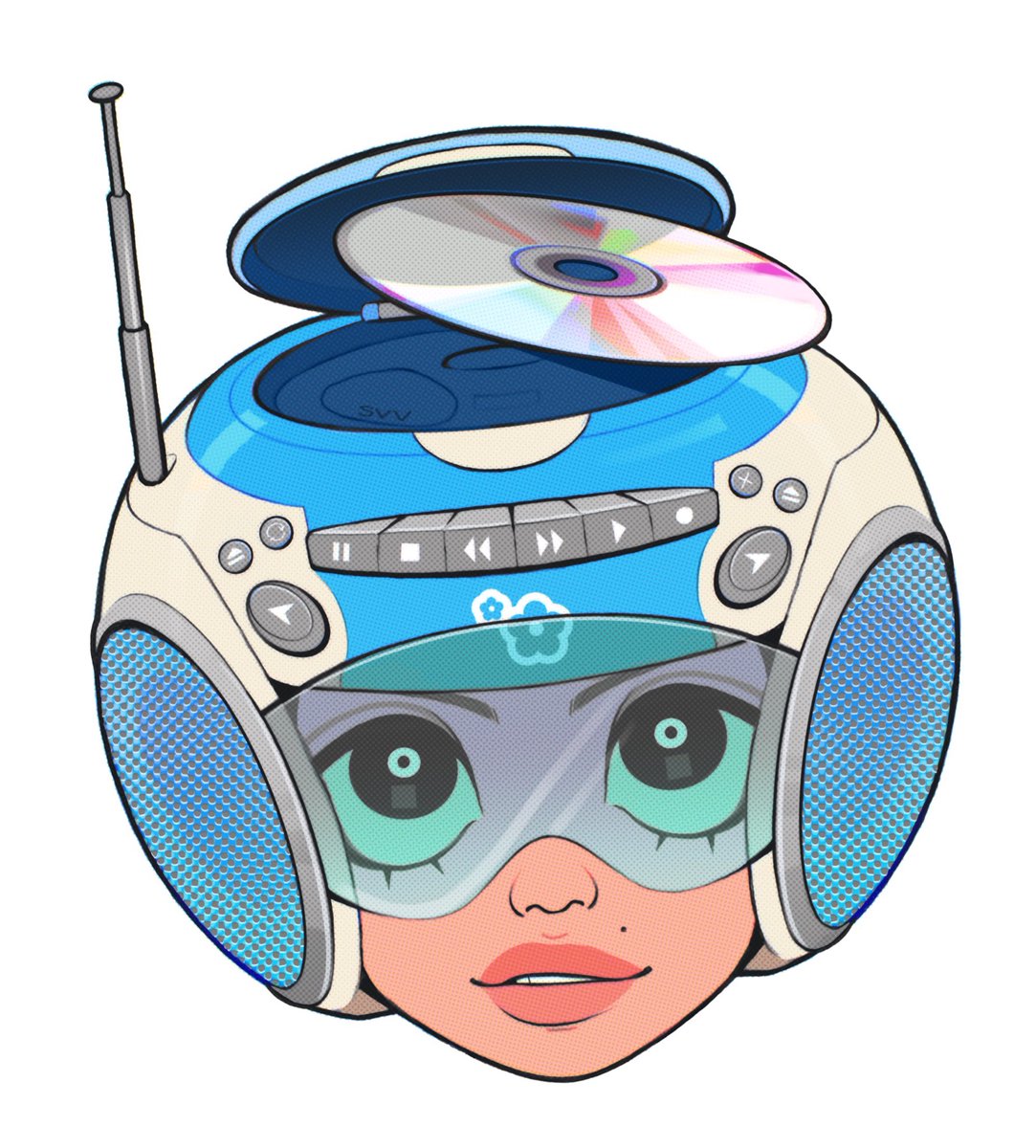 「CD Player Helmet 」|svvのイラスト