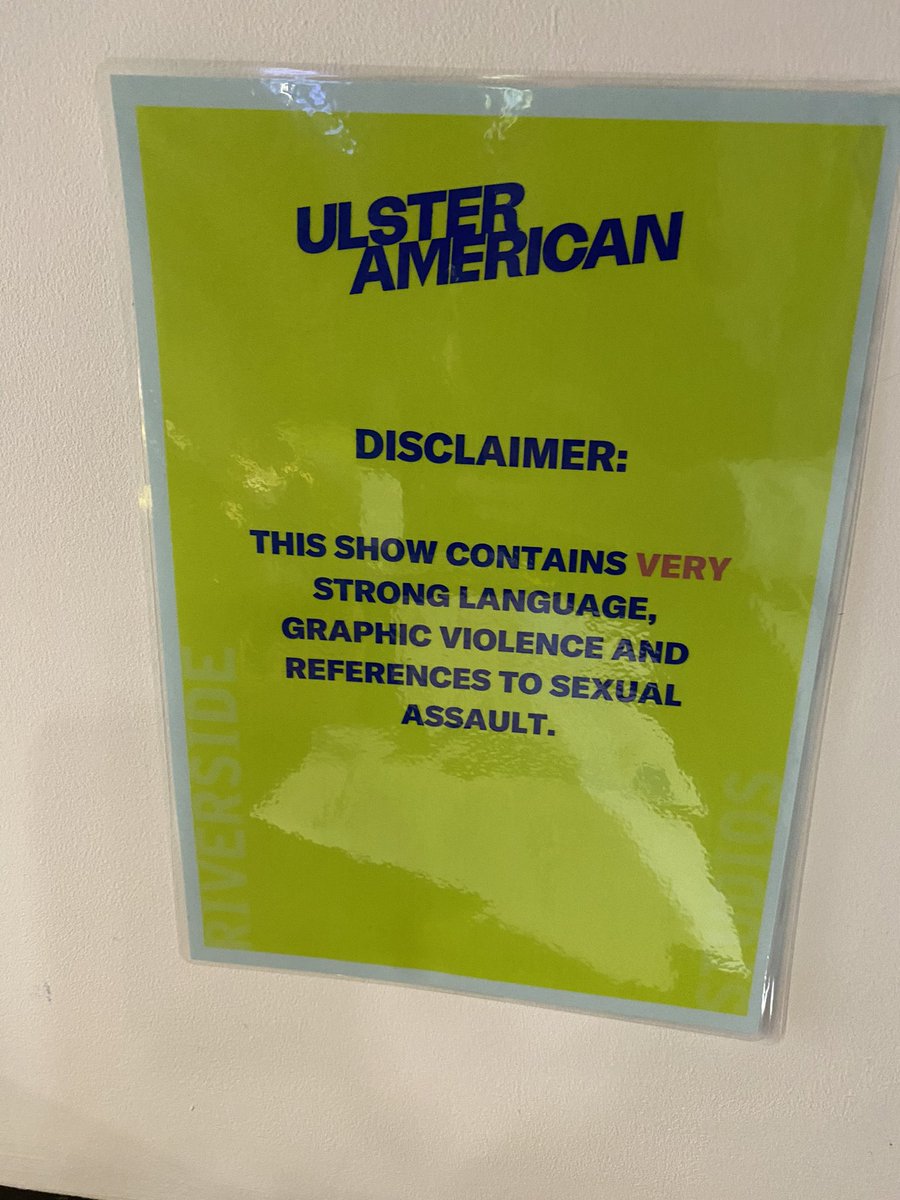 Pretty fucking funny. #UlsterAmerican <a href="/RiversideLondon/">Riverside Studios</a>