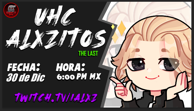 HOY UHC ALEXITOS A LAS 6:00 PM ⚡️👻

~ 10 usd al ganador
~ mg❤️ + rt 🔁 para participar
~ deja tu nick para la wl

twitch.tv/ialxz