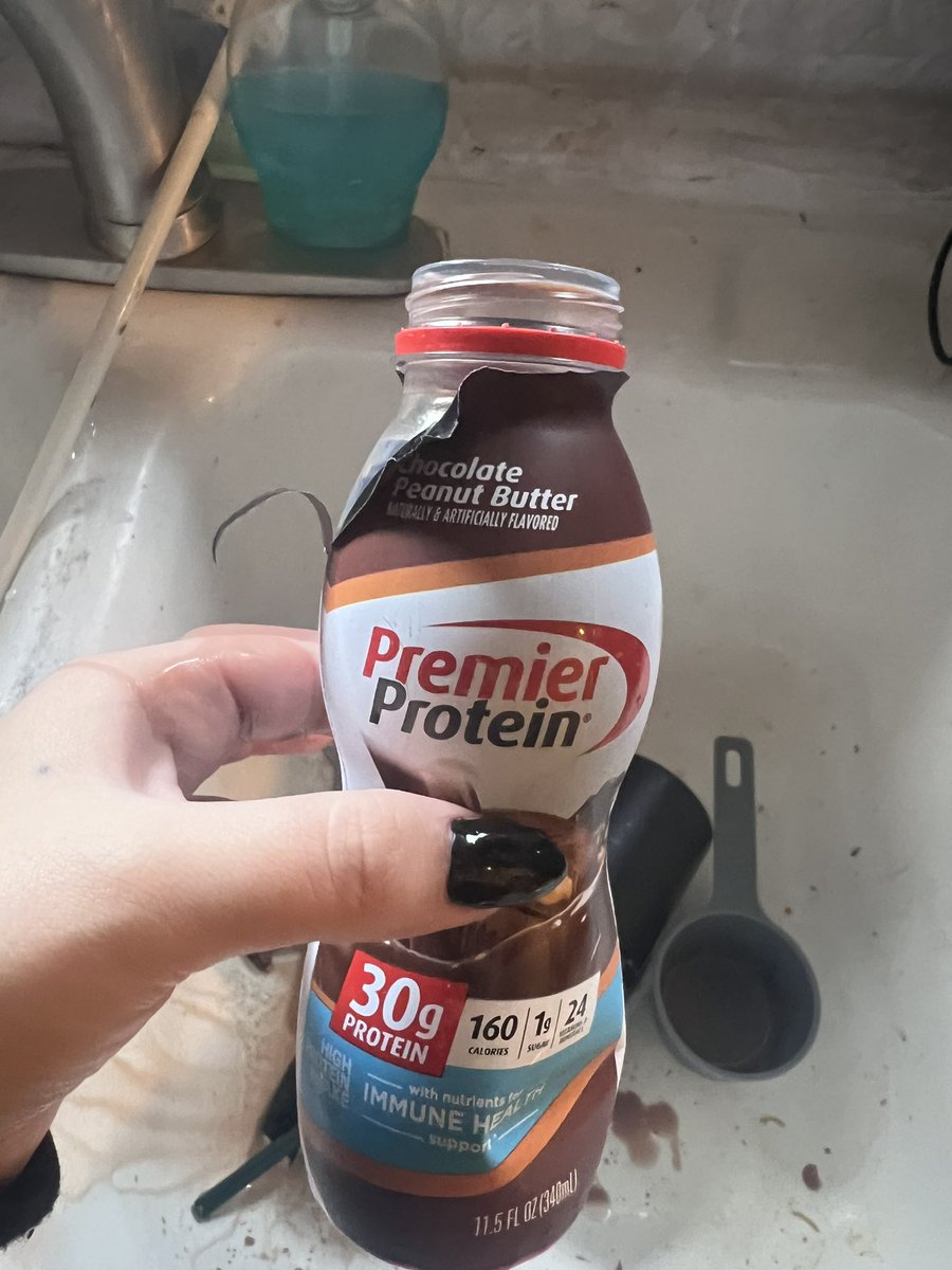 heyadrianaj's tweet photo. @premierprotein wtf is this and why were they in my  hocolaye peanut butter shake 😭 https://t.co/Vve9ICiujq