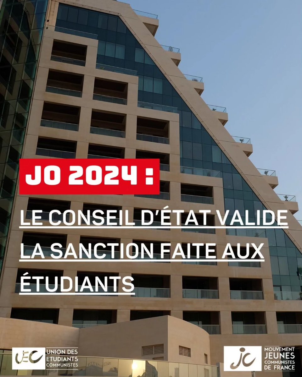 JO 2024 : le conseil d'État valide la sanction faite aux étudiants
etudiants-communistes.fr/actualites/jo-…

THREAD