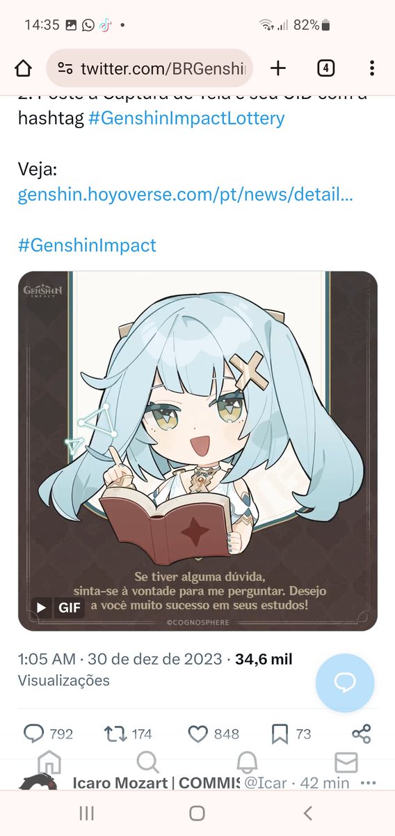 JamillyKami's tweet photo. Luckyyy😮😮🎉

 654356269

#GenshinImpactLottery https://t.co/CXXlyJjXCc