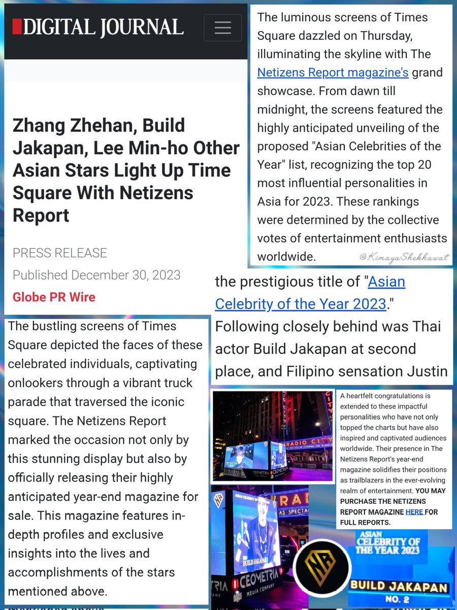 Press release by Netizens Report for #ACOTY2023 💙✨

Build is mentioned on headlines & article 🔥

🔗digitaljournal.com/pr/news/globe-…

“Thai actor Build Jakapan at second place”

Congratulations 🎉 Build 2nd🥈 “Asian Celebrity of the Year 2023”

@JakeB4rever
#BuildJakapan #Beyourluve