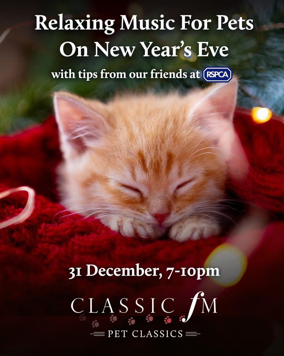 LauraAb69's tweet photo. 🎆🎵 Join Katie Breathwick on New Year's Eve from 7pm for Classic FM Pet Classics!

Your furry friends will be treated to a carefully curated selection of the most soothing classical music to ring in the New Year, along with our top tips for keeping your pets calm https://t.co/2wYo3f8y4c