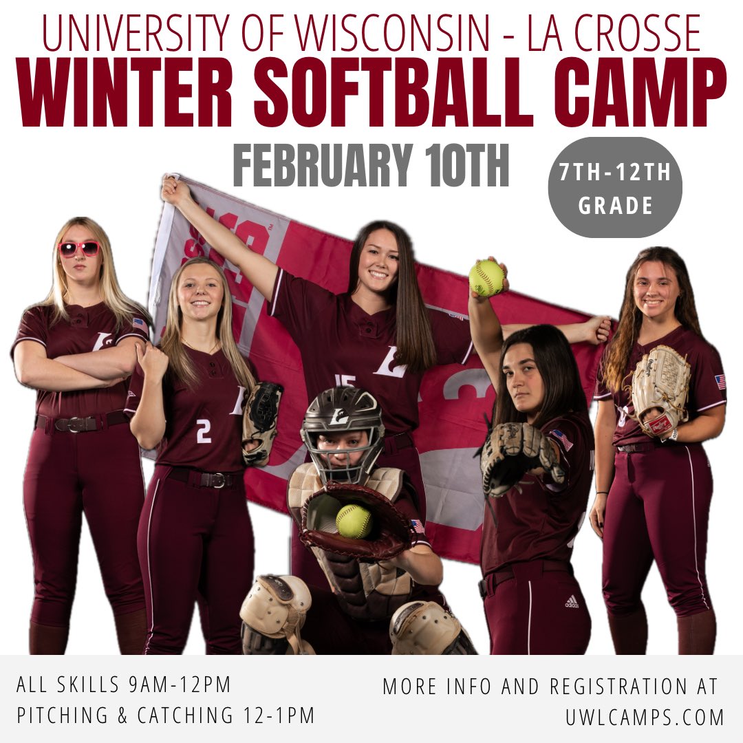 UWLSOFTBALL's tweet photo. ‼️ 𝙎𝙊𝙁𝙏𝘽𝘼𝙇𝙇 𝘾𝘼𝙈𝙋 ‼️

🥎 𝘓𝘪𝘮𝘪𝘵𝘦𝘥 𝘴𝘱𝘰𝘵𝘴 𝘢𝘷𝘢𝘪𝘭𝘢𝘣𝘭𝘦 
🦅 𝘙𝘦𝘨𝘪𝘴𝘵𝘦𝘳 𝘯𝘰𝘸

➡️ https://t.co/l7NH246G0h https://t.co/Sk3VJVSpwb