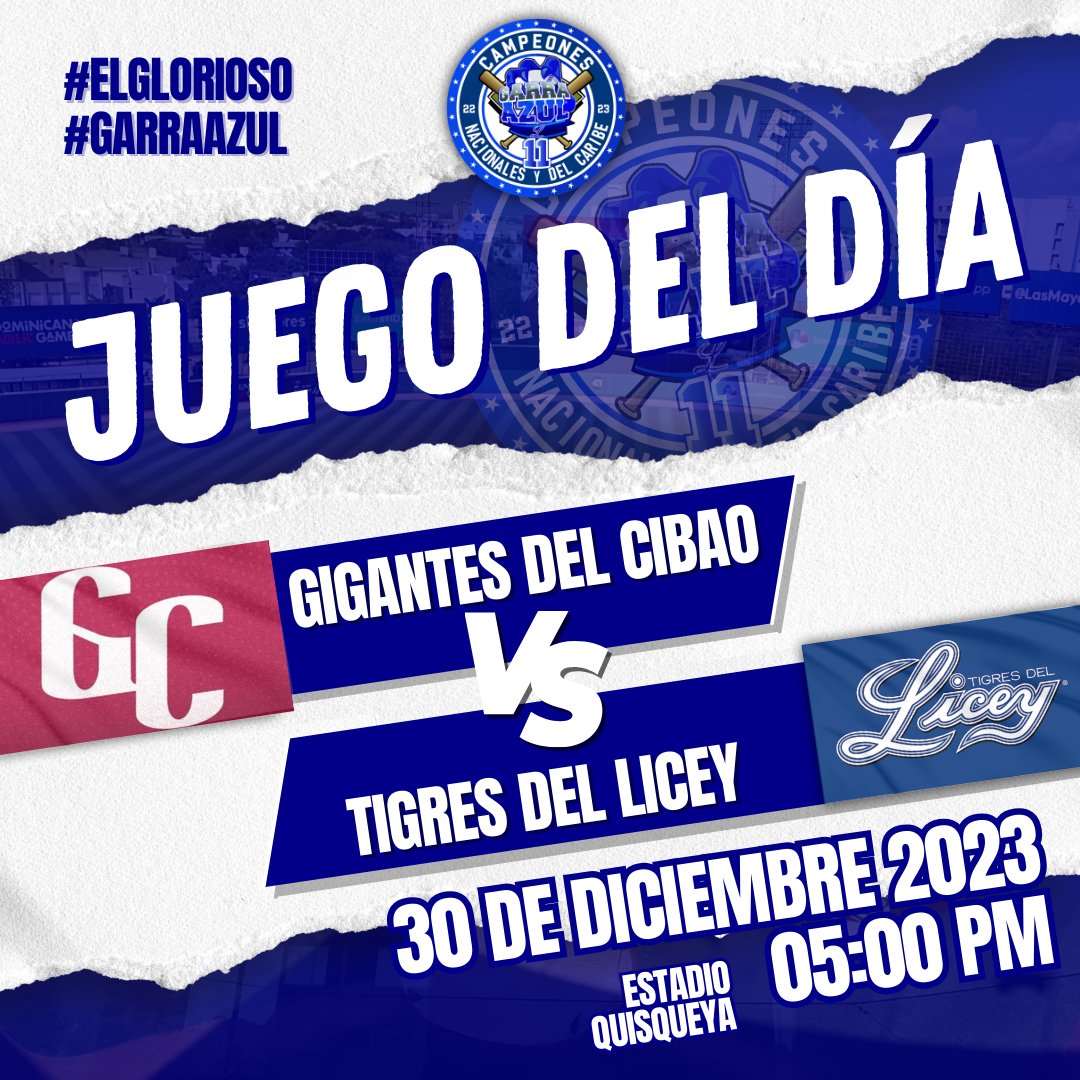 GarraAzulLicey's tweet photo. Todos los caminos de este sábado conducen al Estadio Quisqueya. 😎 Nuestros Campeones Nacionales y del Caribe reciben a los Gigantes del Cibao.
#LiceyCampeon #GCvsTL #RR #LIDOM https://t.co/s1TUDDHtVV