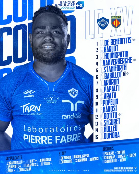 DanslameleeXV's tweet photo. Tout savoir sur le match entre le Castres Olympique et Perpignan dans le cadre de la 11ème journée de #Top14 !

Castres Olympique (6e) 🆚 USA Perpignan (13e)
📅 Dimanche 31 décembre à 14h
🏟️ Stade Pierre Fabre
📺 Canal+

#Top14 #Rugby #COUSAP #USAP #Castres #Perpignan https://t.co/9Ni6v2P7mp