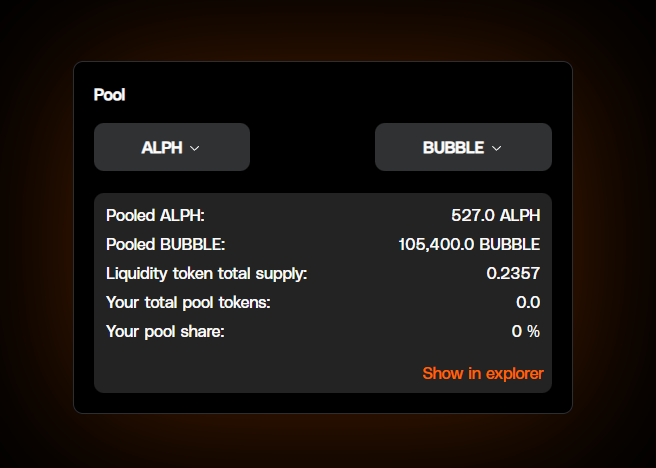 We've delivered on our promise by creating a liquidity pool on <a href="/ayincoin/">AYIN</a> for our governance token🚀
🌐ayin.app
All the APLH collected has been added to the pool
Now, you can also contribute liquidity or trade $BUBBLE
Dive in and be a part of our growing ecosystem💧