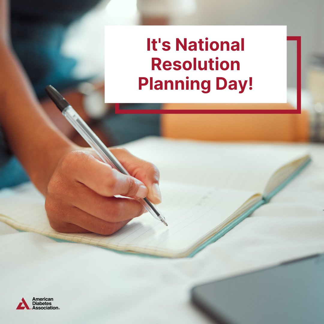 AmDiabetesAssn's tweet photo. Happy #NationalResolutionPlanningDay! Have you started making plans for your 2024 #resolutions? Share them with us! ๐โจ https://t.co/1syxadsPPe