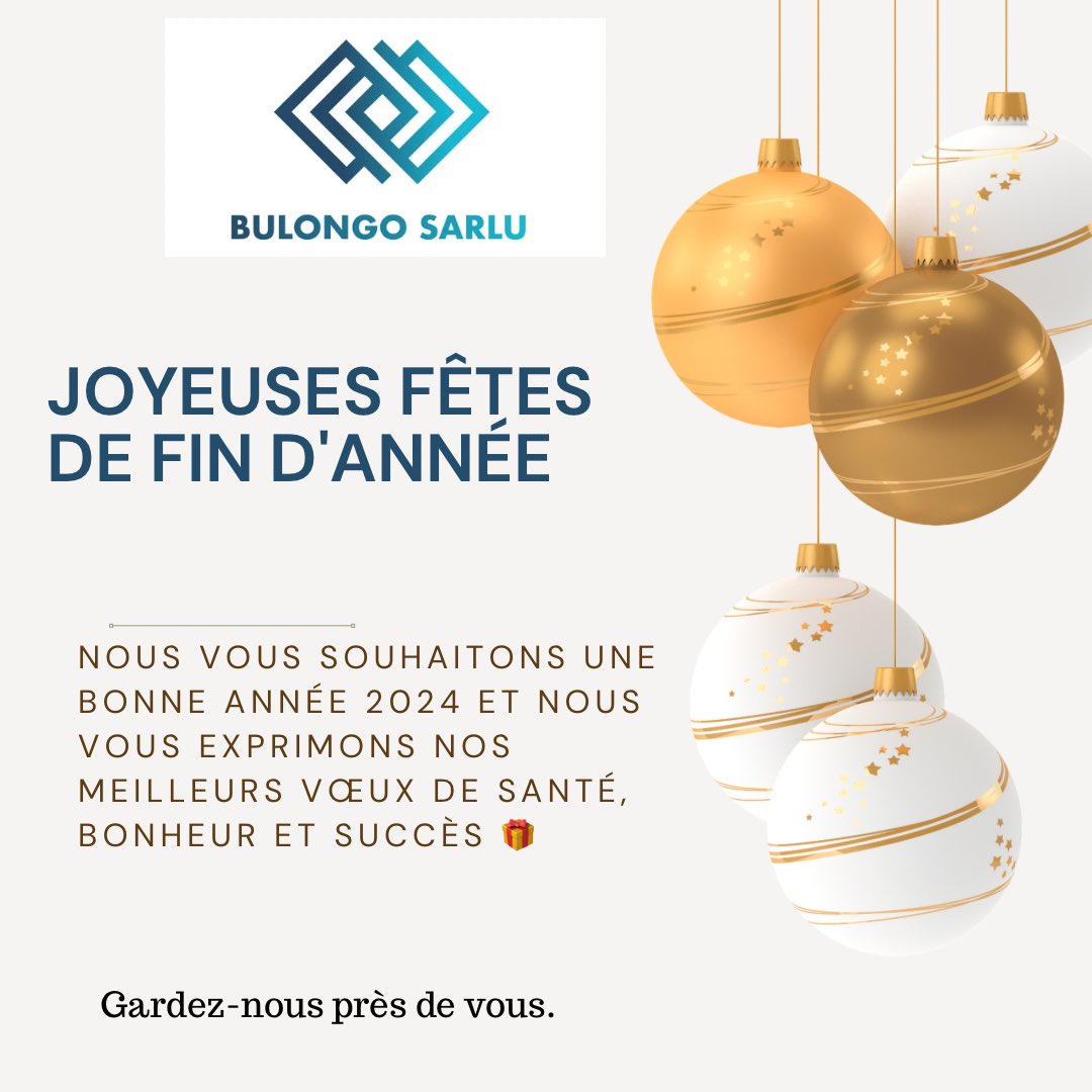 BulongoHoldings's tweet photo. 🖌️ Que les fêtes de fin d'année vous apportent, à vous et à vos proches, bonheur, succès et bonne humeur. Joyeuses fêtes de la part de toute l'équipe de BULONGO. #bulongo https://t.co/NVN8l0niy3