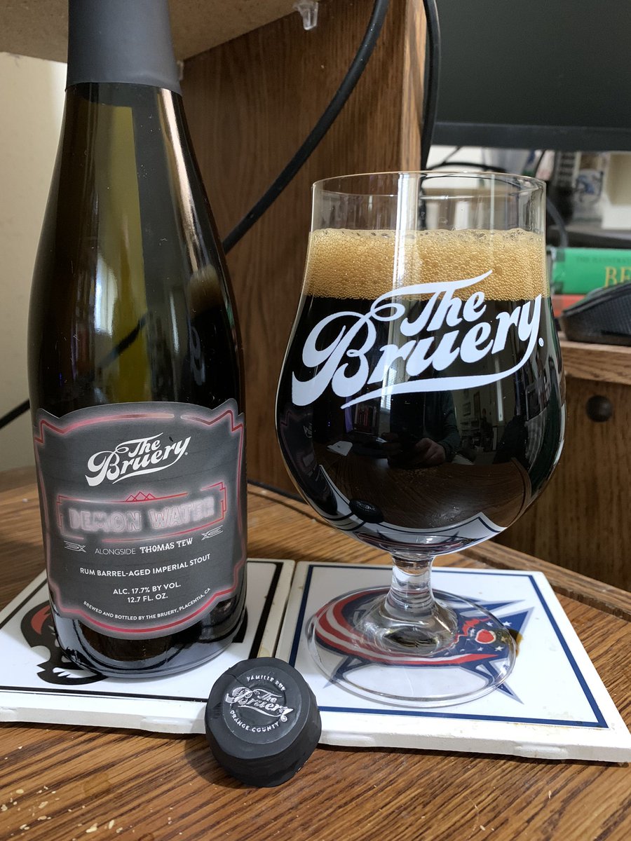 RealBMaxwell's tweet photo. Starting #stouturday with @TheBruery Demon Water aged in @CraftNewport Thomas Tew rum barrels 😃💪🍻👍 #craftbeer @BenschopElroy @impopsy @Kubrickx @PaulOBrien10 @CorkBeer @IRLWhiskeyStout @JonMontag @WaltonTiger @AtomicPigeon32 @decoreape7 @ASFreed @BeerSnobSean @qblacklock https://t.co/DRItbsvuQi