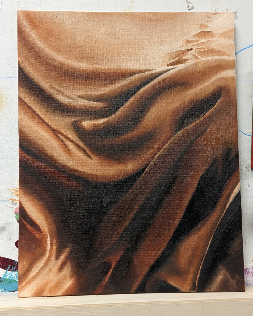 IAMPOWERSART's tweet photo. DRAPES CLOTH BLANKET ROBE

Horrible subject matter.... but effective. Today, thru excruciating pain, I have grown.

(ft. how I feel about going to work after an all-nighter)

#OilPainting #Painting #ClothStudy #Art https://t.co/6H6pMbaaQO