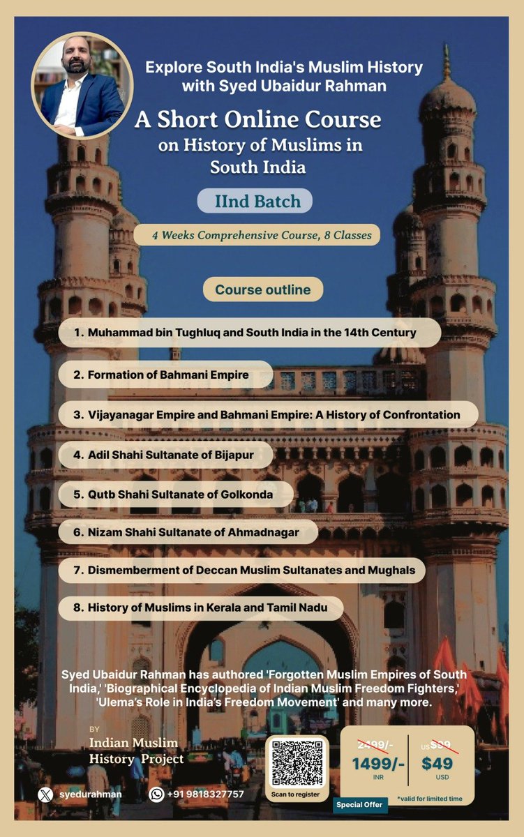 syedurahman's tweet photo. People who forget history, history forgets them.

Learn n preserve ur history.

After great response to our first batch, 2nd batch of South India Muslim #History course is beginning on 13th Jan, inshaAllah.

This is short &amp; comprehensive course to introduce u with ur great past. https://t.co/ijbcGhLUWi