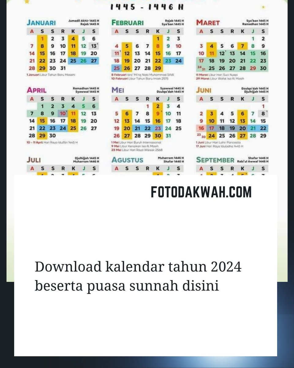 fotodakwah's tweet photo. download gambar HD kalender tahun 2024 1446 H beserta puasa sunnah https://t.co/5CReBcHfLQ , selengkapnya: https://t.co/F2lAhVqi9P