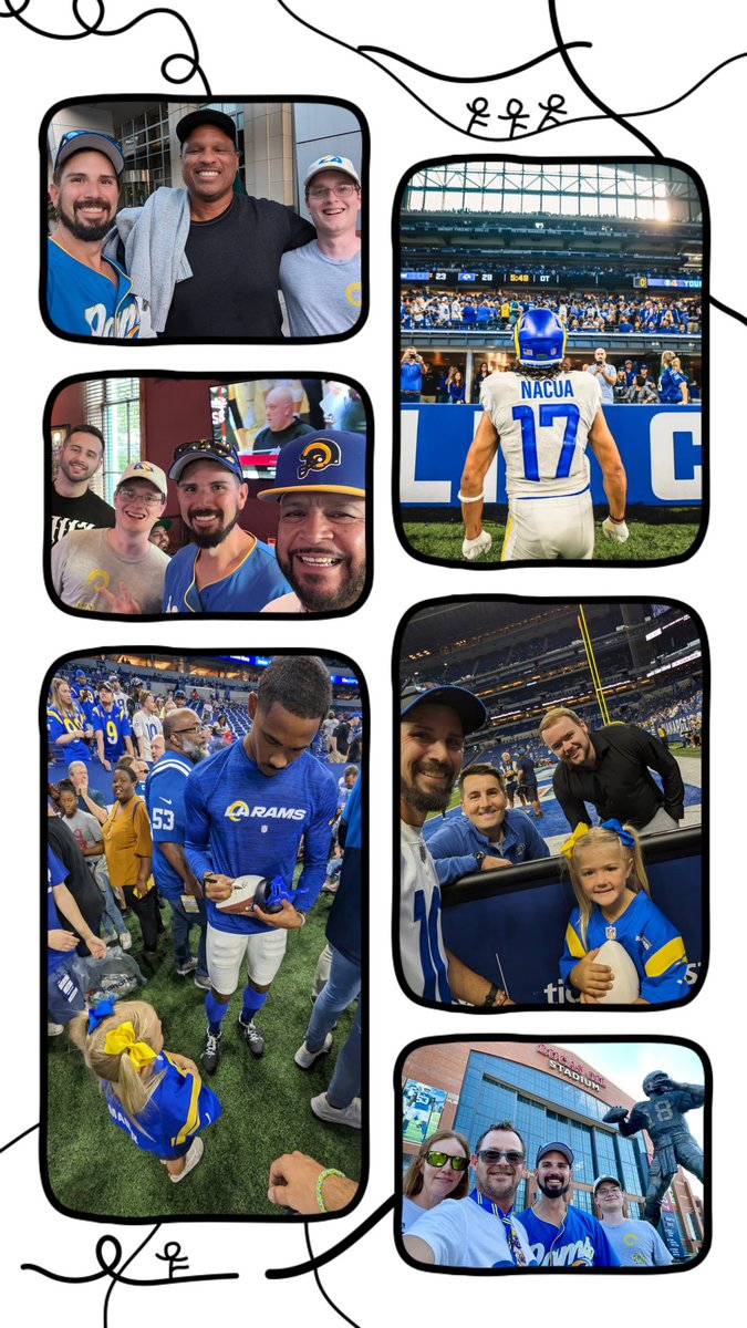 MY 2023 Highlights: 'Indianapolis Oct. 2nd'

Meeting Rams @StuJRams @JB_Long @DMarcoFarr1 @ahkello 

Witnessing @AsapPuka first TD! 

Getting meet and hang with @RamFanAshton1

Getting to meet fellow Rams fans @dakpiff and @jonathancorbett and @ramsworldorder