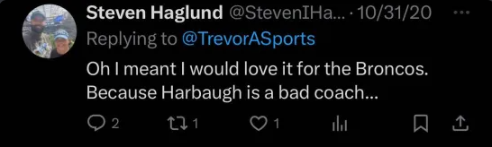 ChargersTroll's tweet photo. Wait I thought GAC “loved” Harbaugh???? Or was that Urban Meyer? The thing about lying on the internet is there’s always evidence my guy https://t.co/dBCHFKZnXW